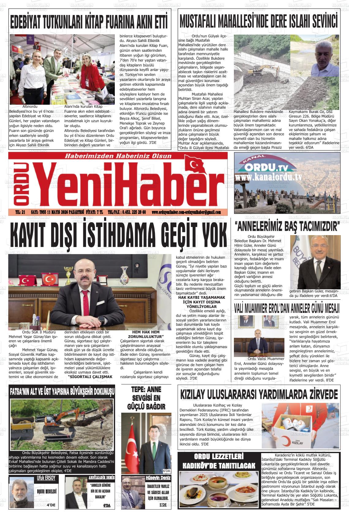 Ordu Yenihaber 11.05.2026