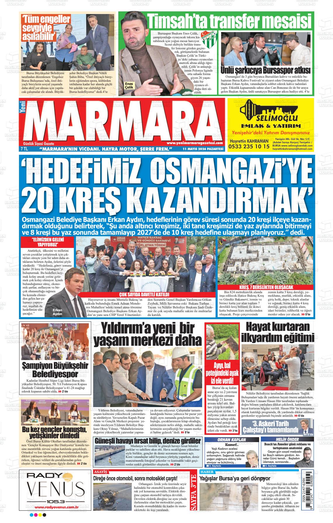 Bursa Yenimarmara 11.05.2026