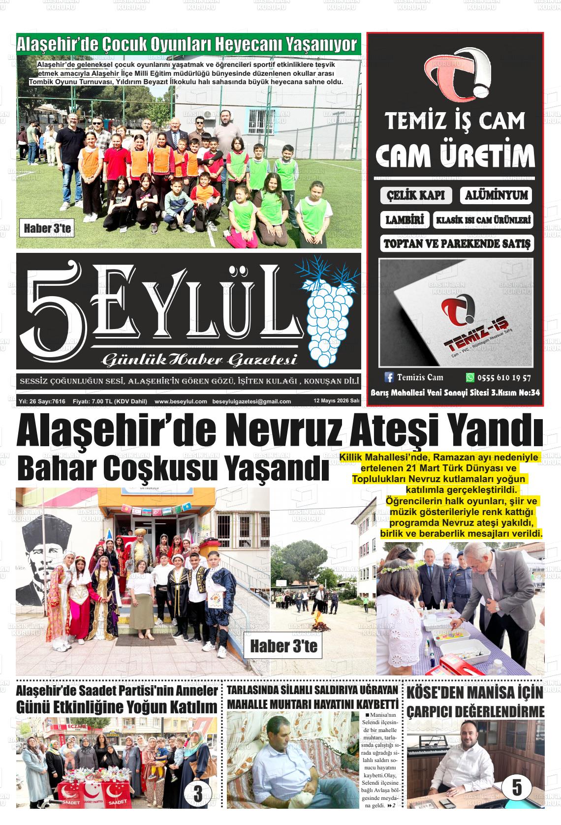 Manisa Alasehir 5 Eylul 12.05.2026