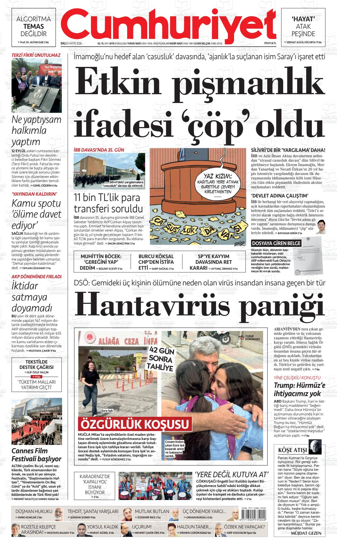 Cumhuriyet Gazetesi 12.05.2026