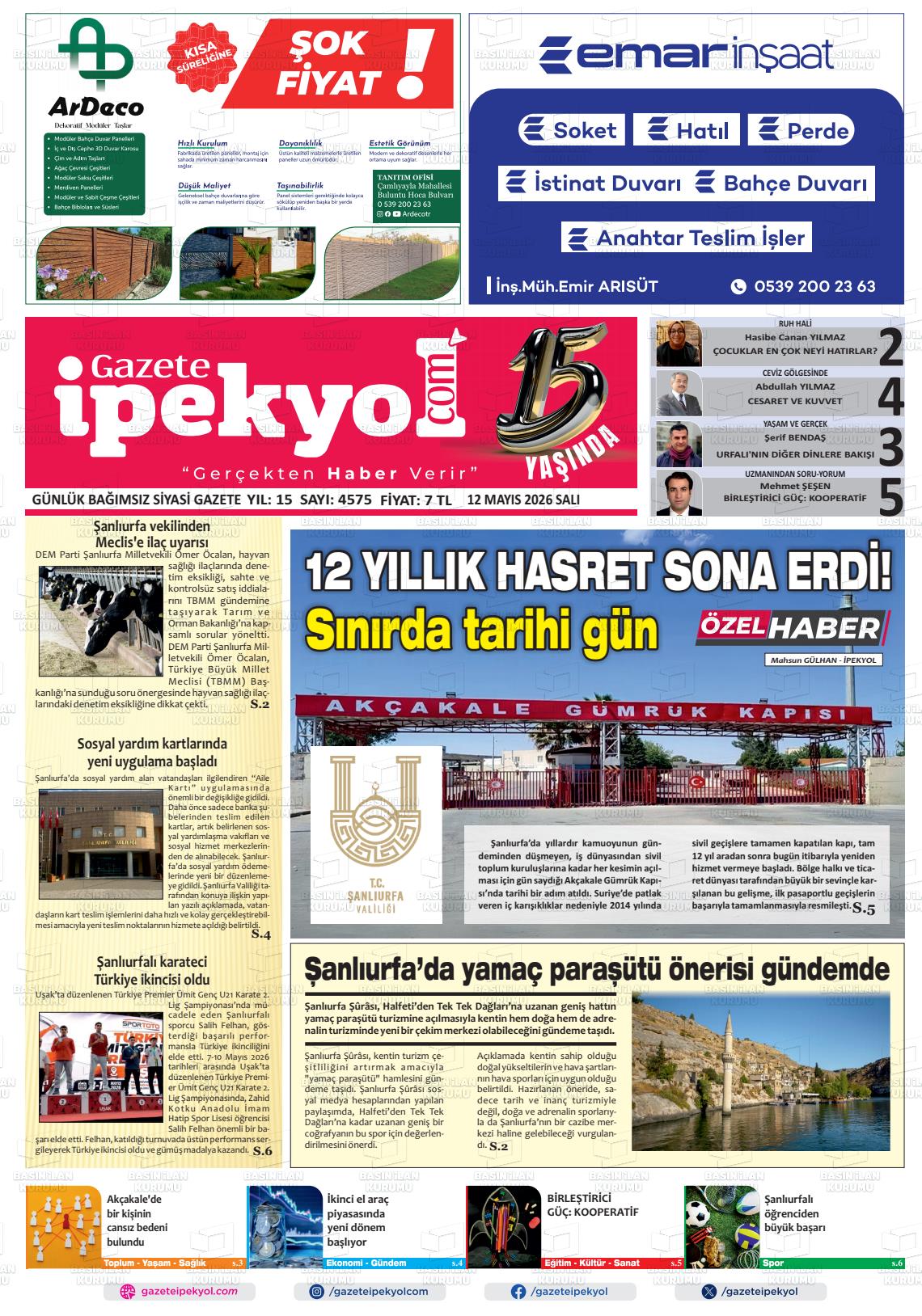 Sanliurfa Gazeteipekyol 12.05.2026
