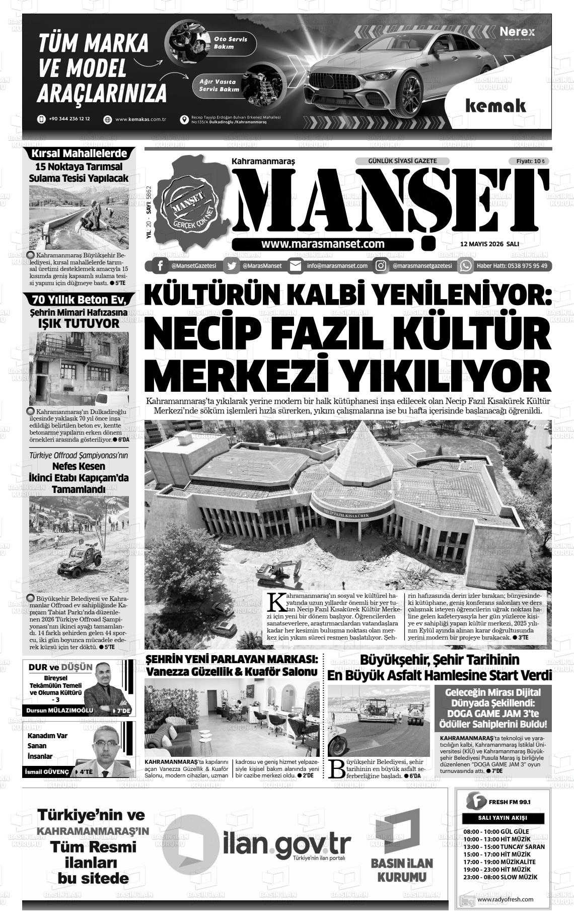 Kahramanmaras Manset 12.05.2026