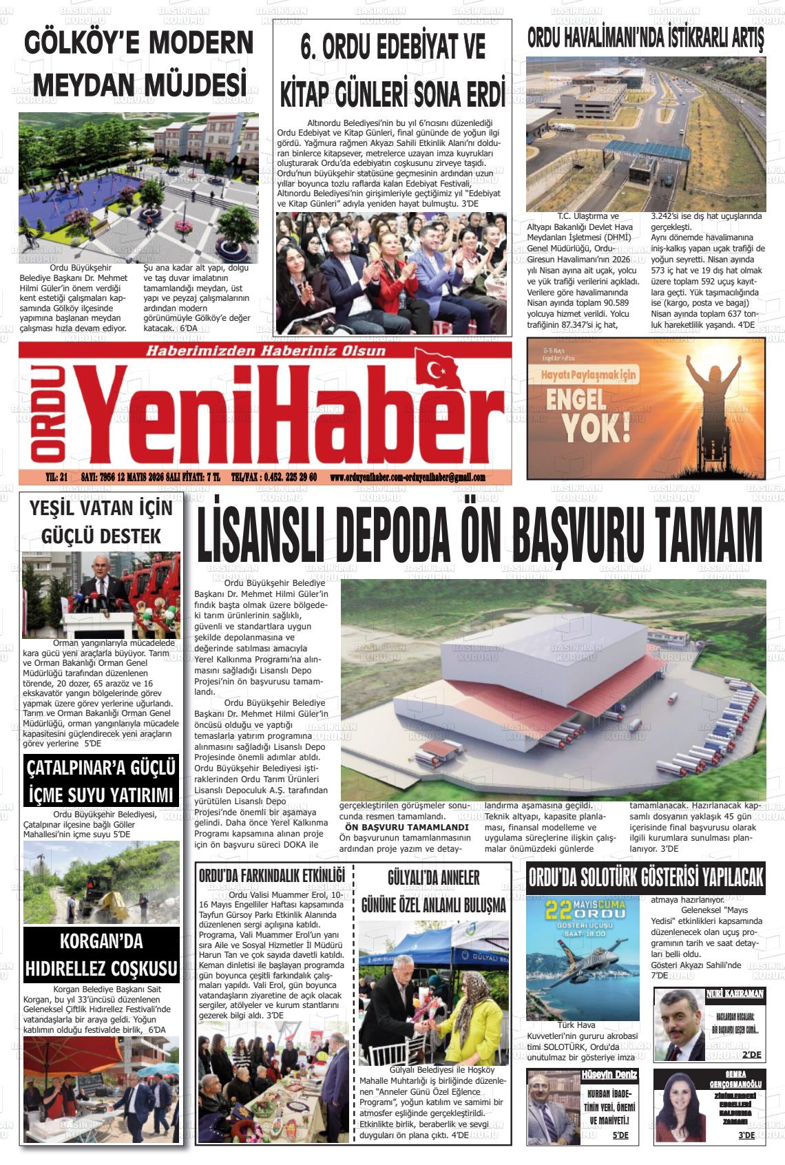 Ordu Yenihaber 12.05.2026