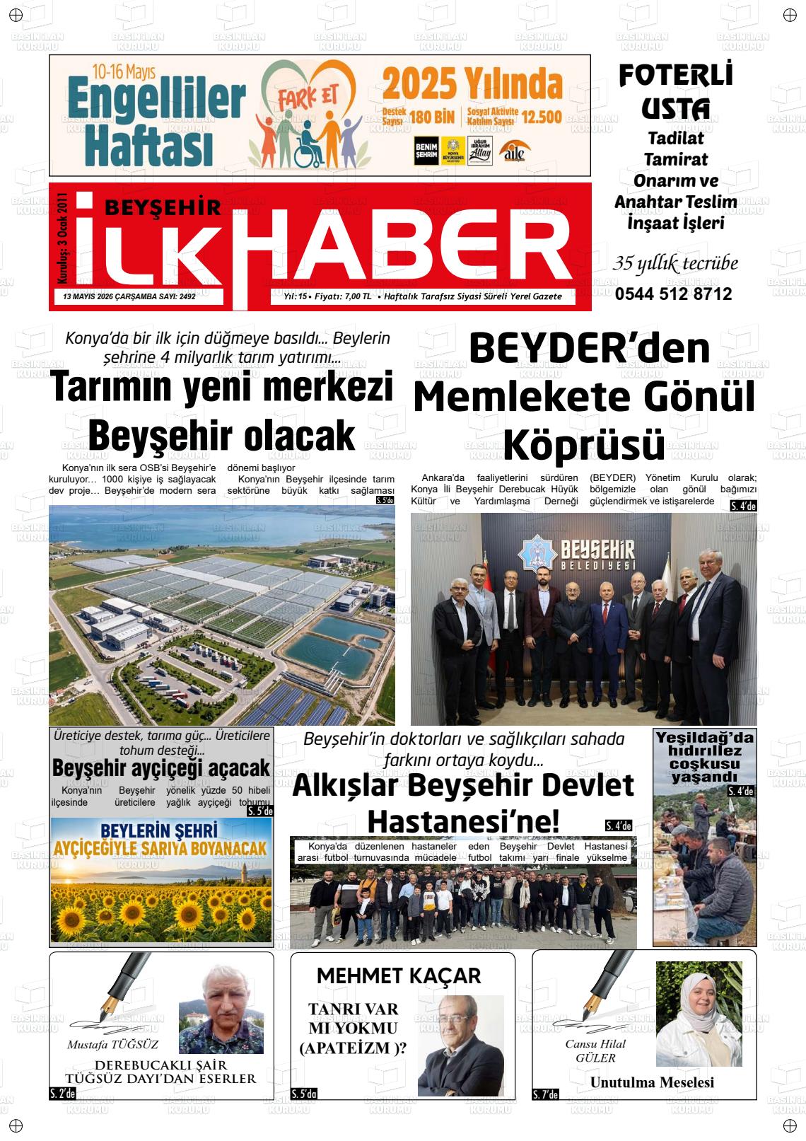 Konya Beysehirilkhaber 13.05.2026