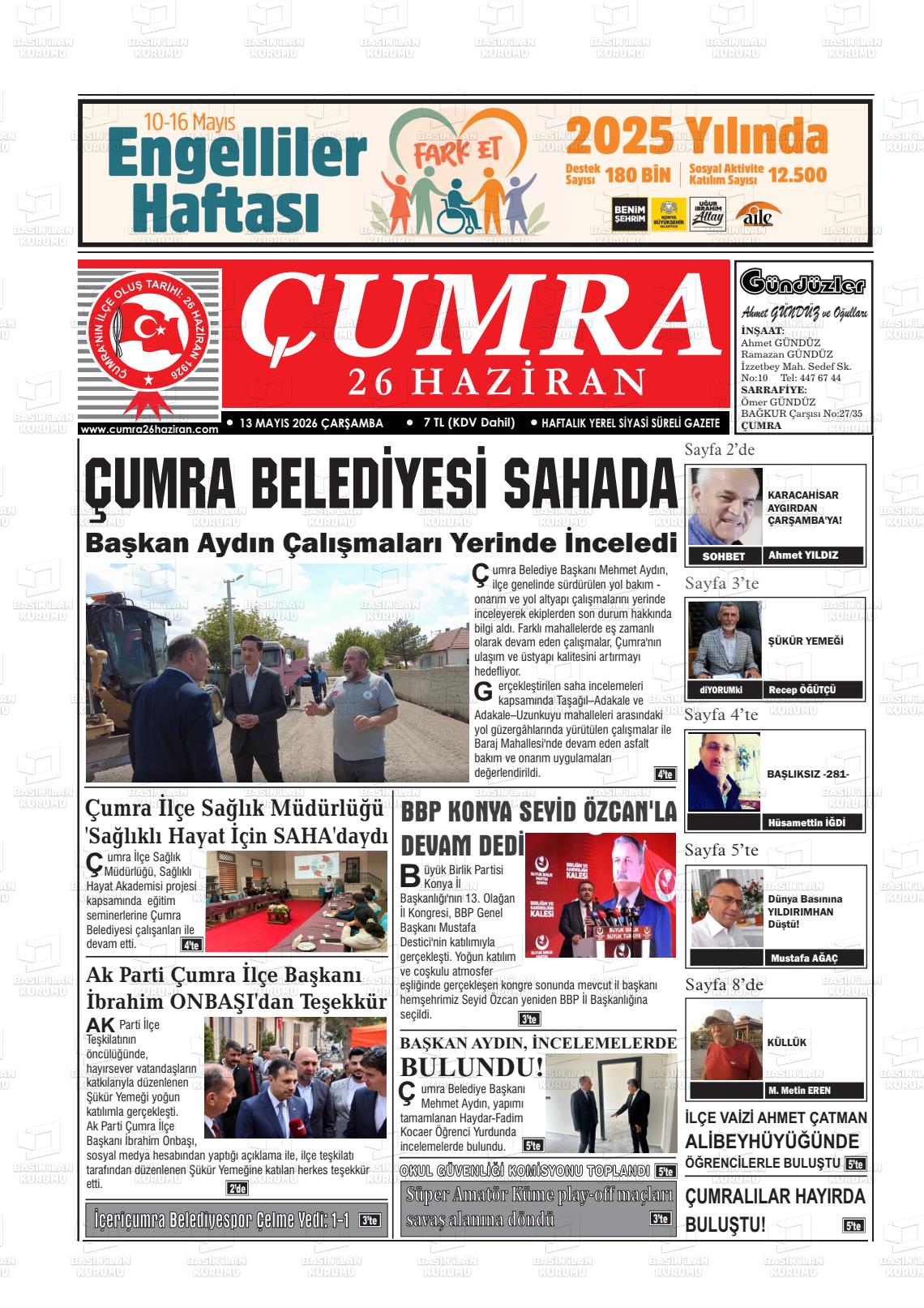 Konya Cumra 26 Haziran 13.05.2026