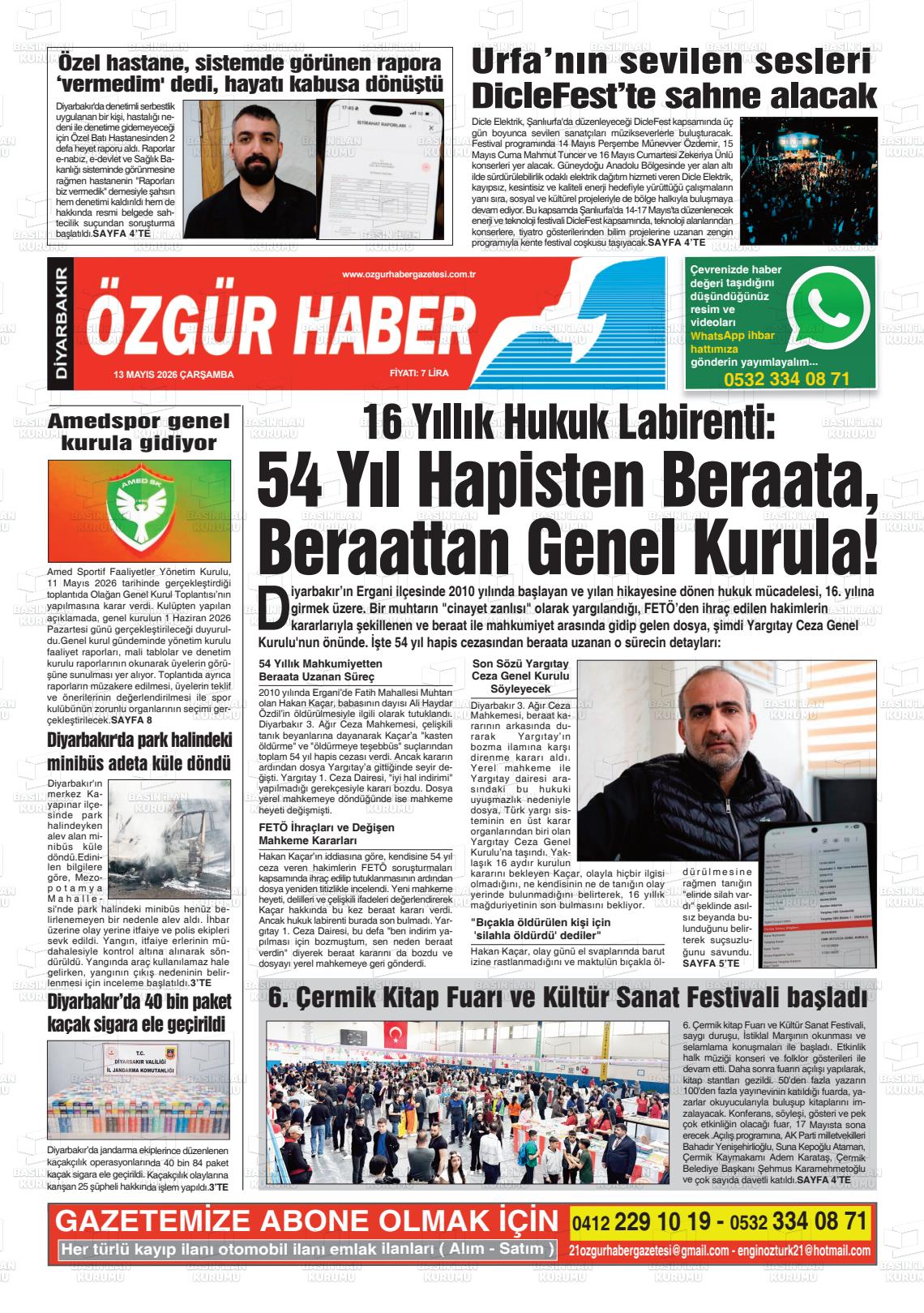 Diyarbakir Ozgurhaber 13.05.2026