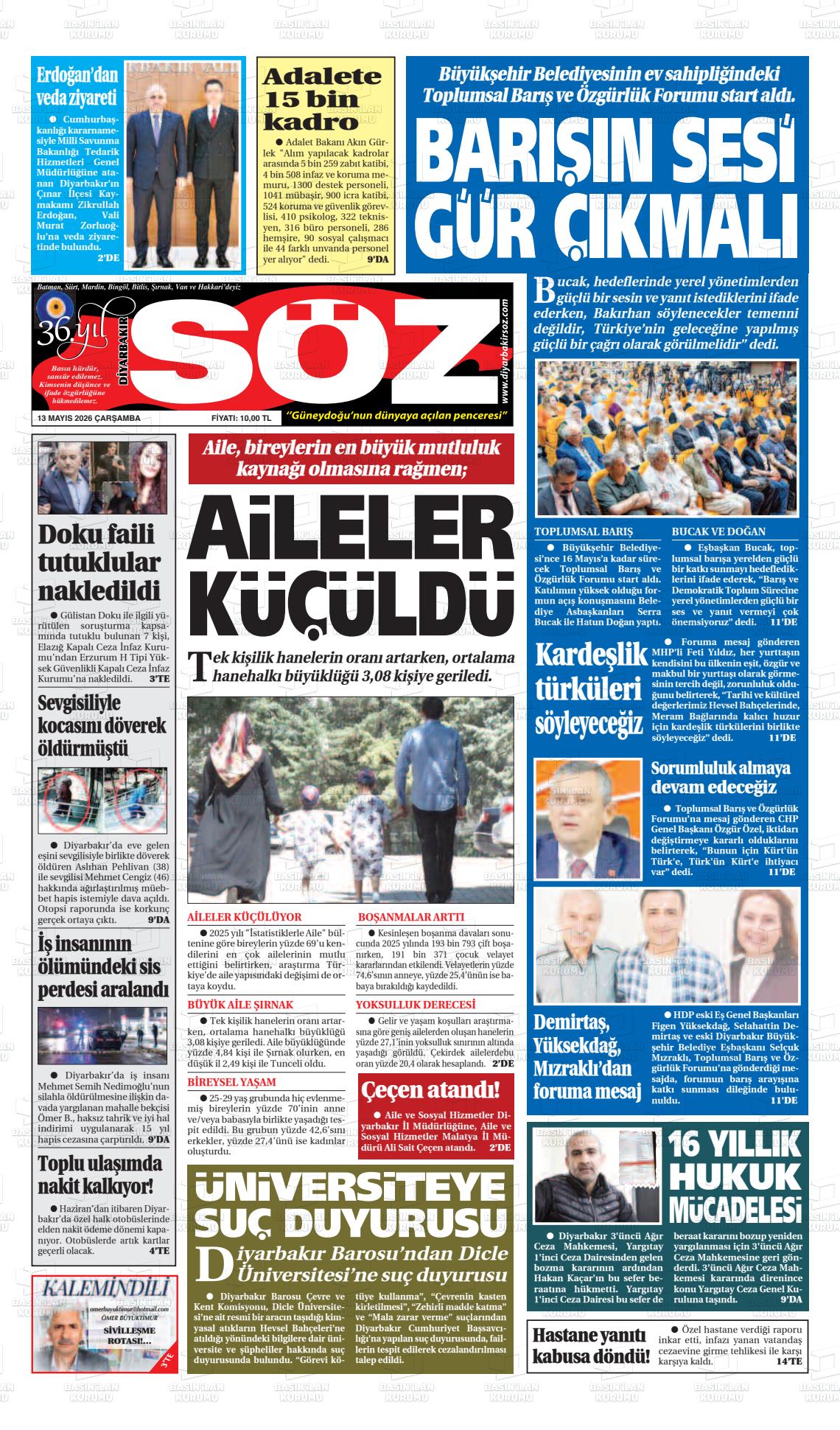 Diyarbakir Soz 13.05.2026