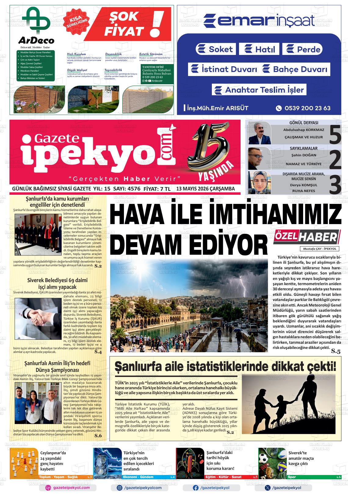 Sanliurfa Gazeteipekyol 13.05.2026