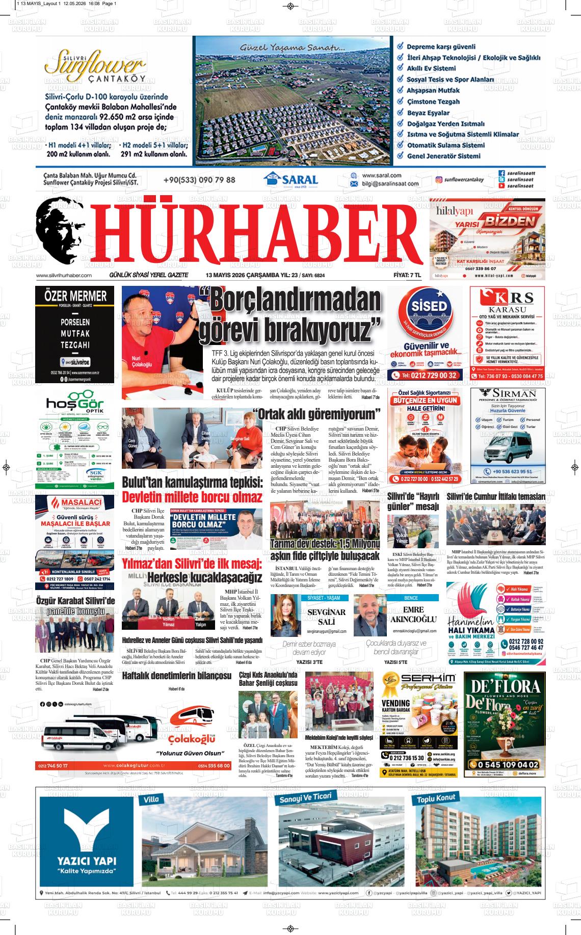 Hür Haber Gazetesi 13.05.2026
