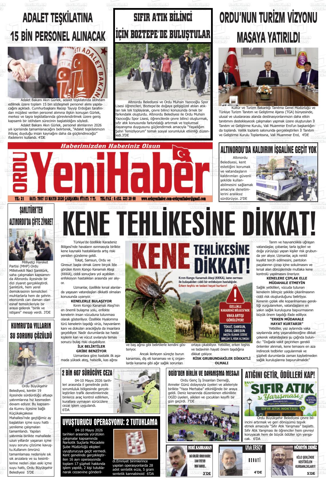 Ordu Yenihaber 13.05.2026