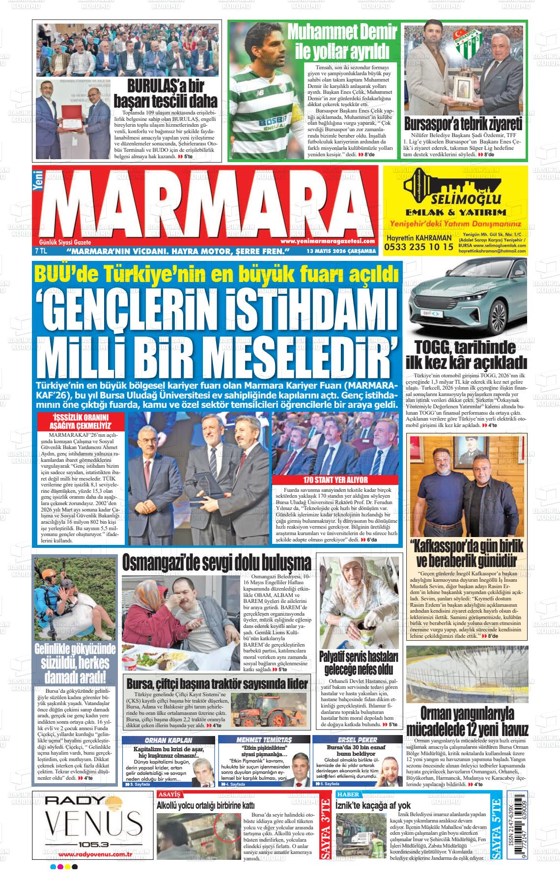 Bursa Yenimarmara 13.05.2026