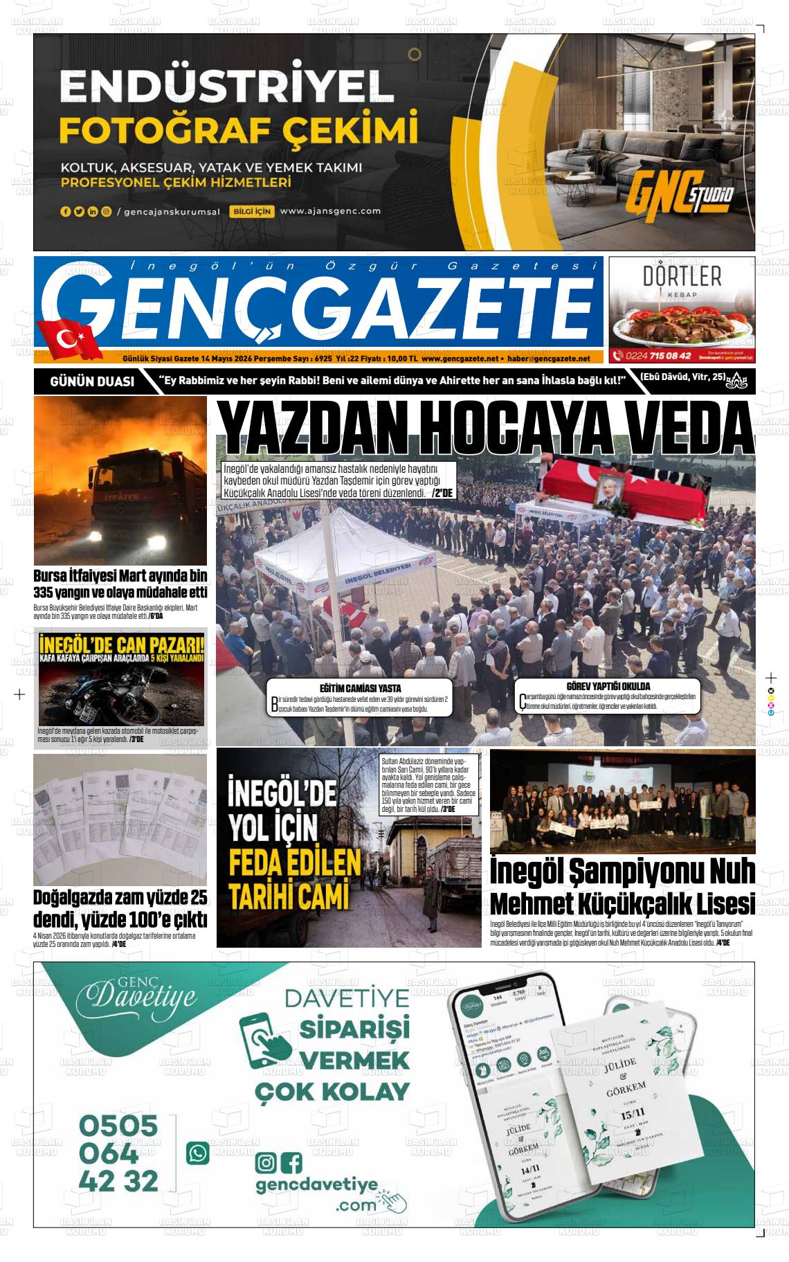 Bursa Gencgazete 14.05.2026