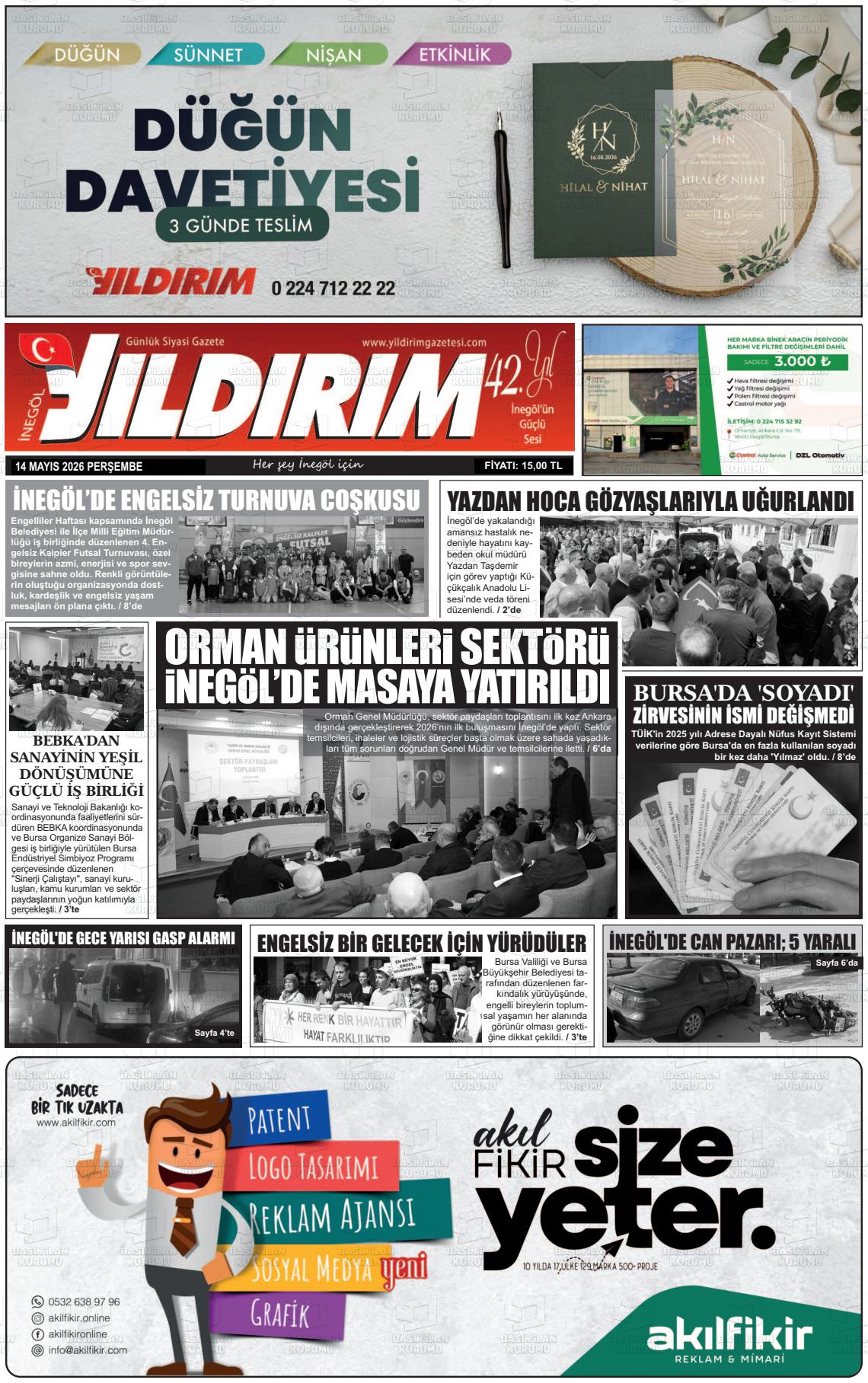Bursa Inegolyildirim 14.05.2026