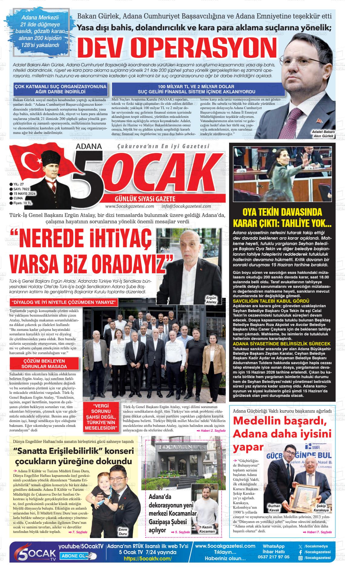 Adana 5 Ocak 15.05.2026