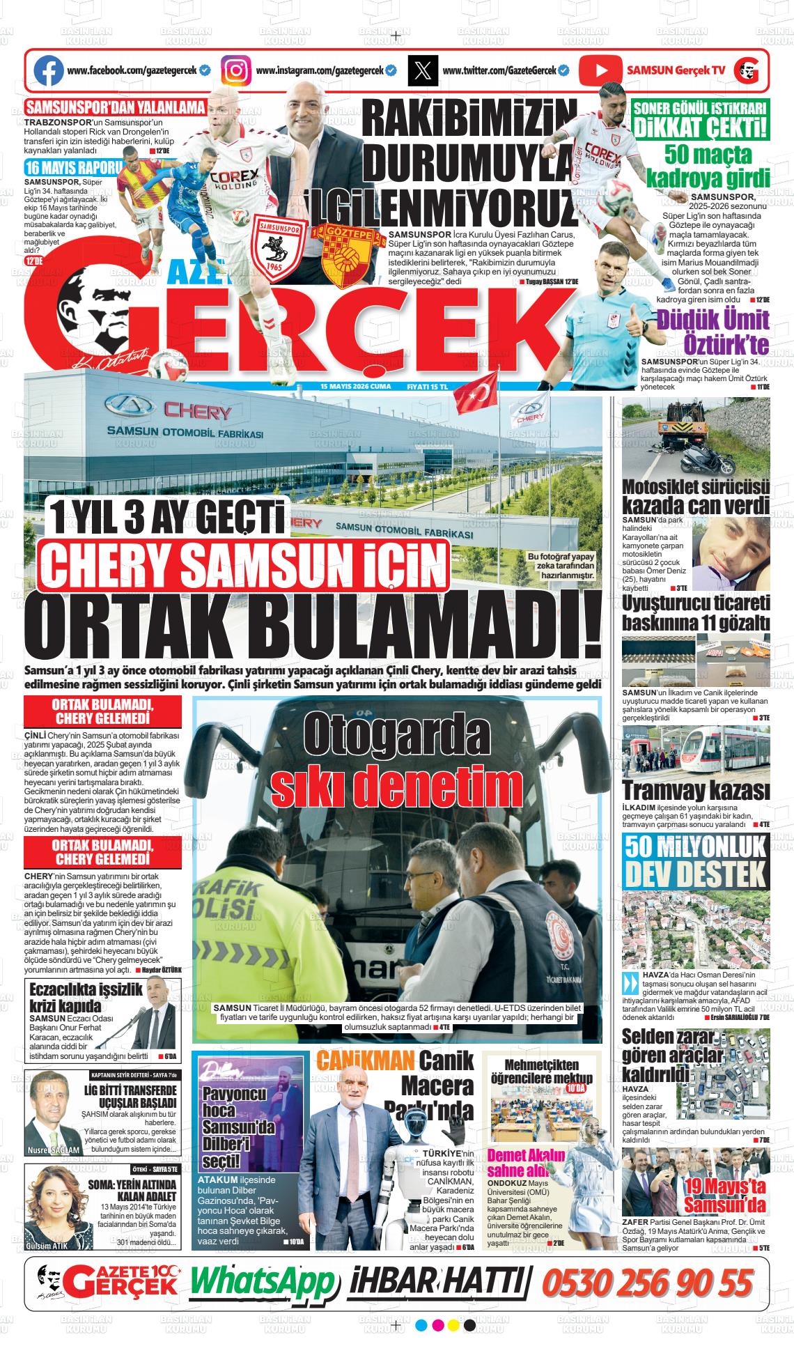 Samsun Gazetegercek 15.05.2026