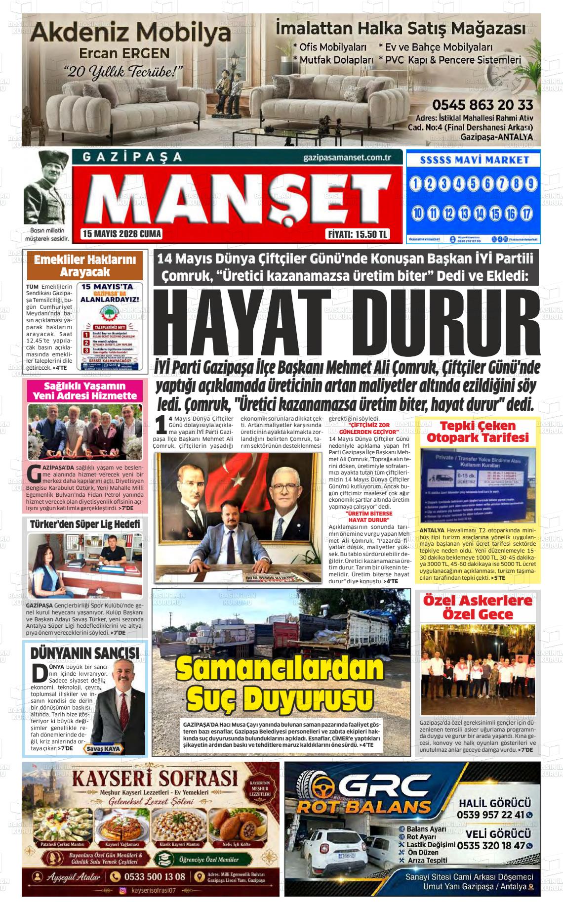 Antalya Gazipasamanset 15.05.2026
