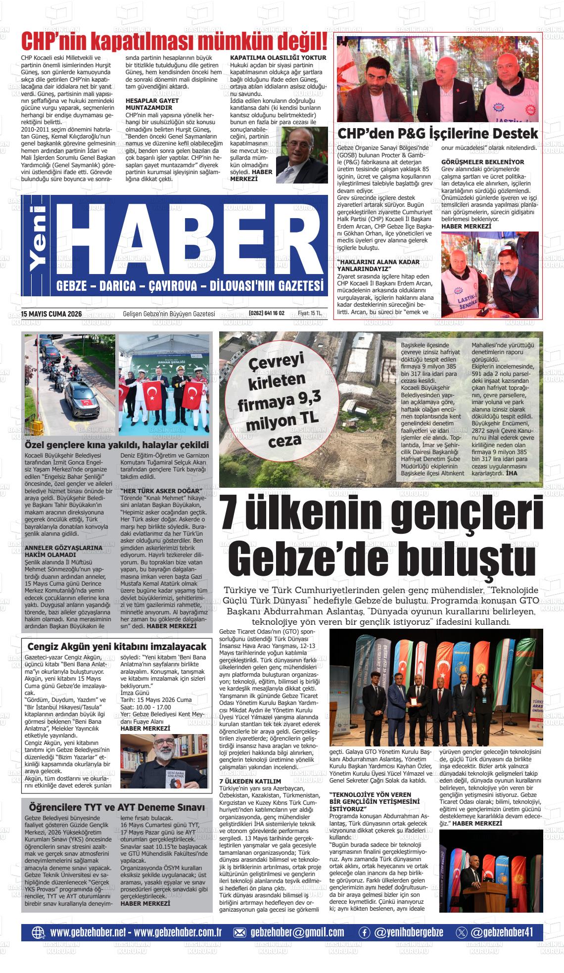 Kocaeli Gebzehaber 15.05.2026