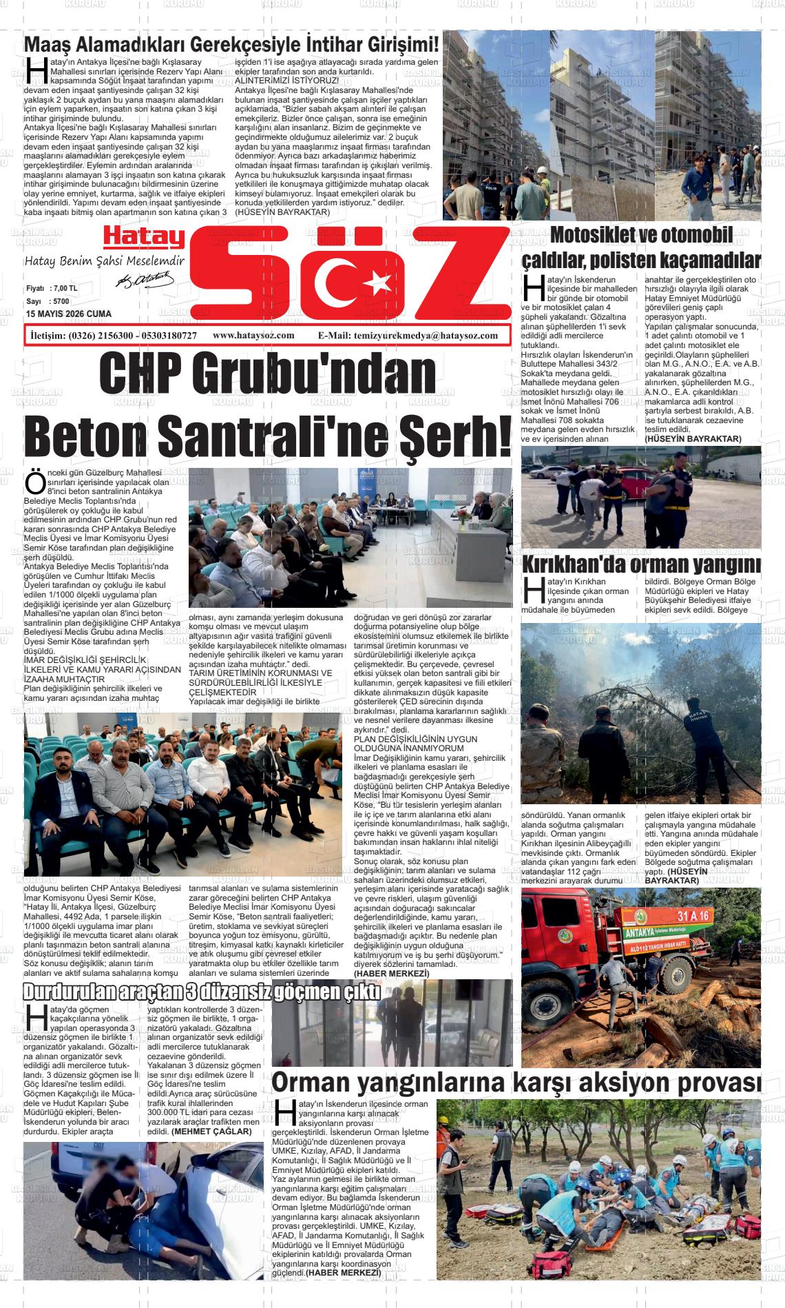 Hatay Soz 15.05.2026