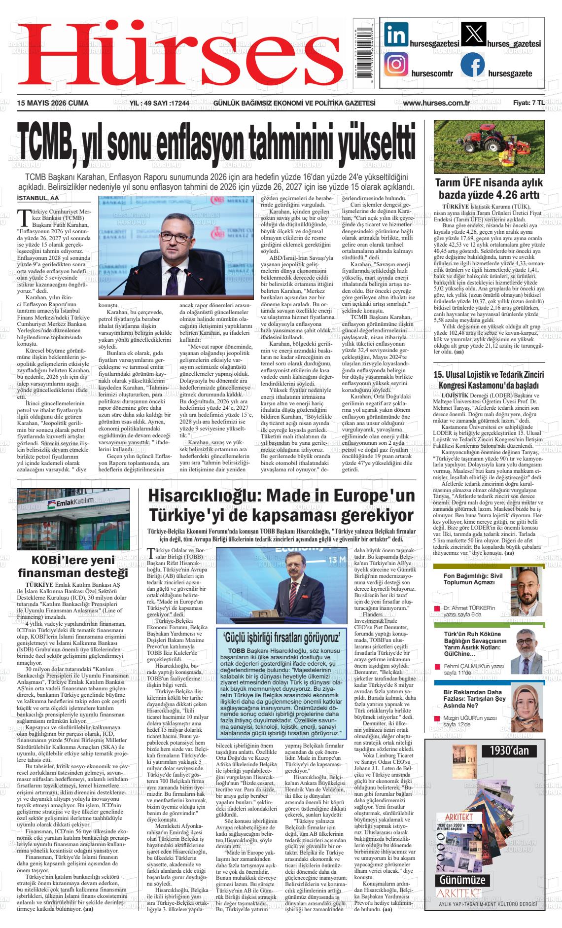 Hürses Gazetesi 15.05.2026