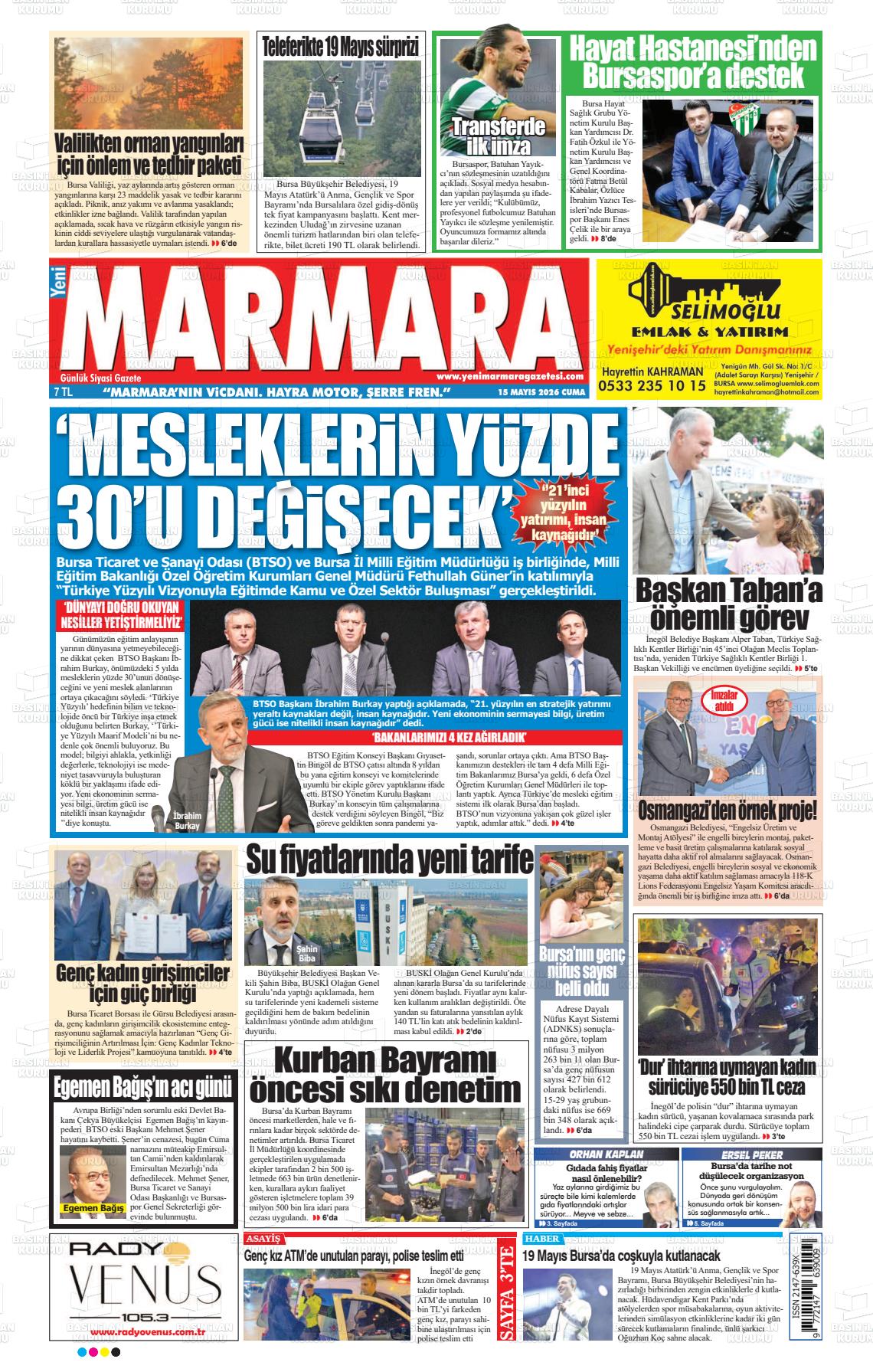 Bursa Yenimarmara 15.05.2026