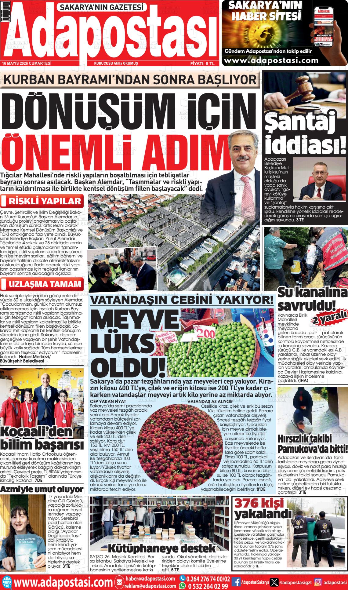 Sakarya Adapostasi 16.05.2026