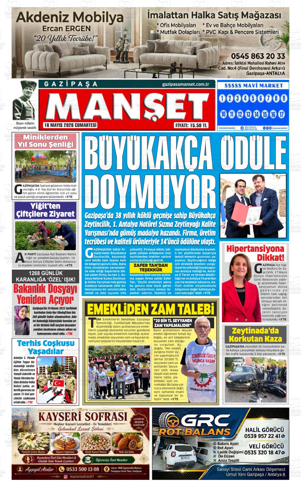 Antalya Gazipasamanset 16.05.2026