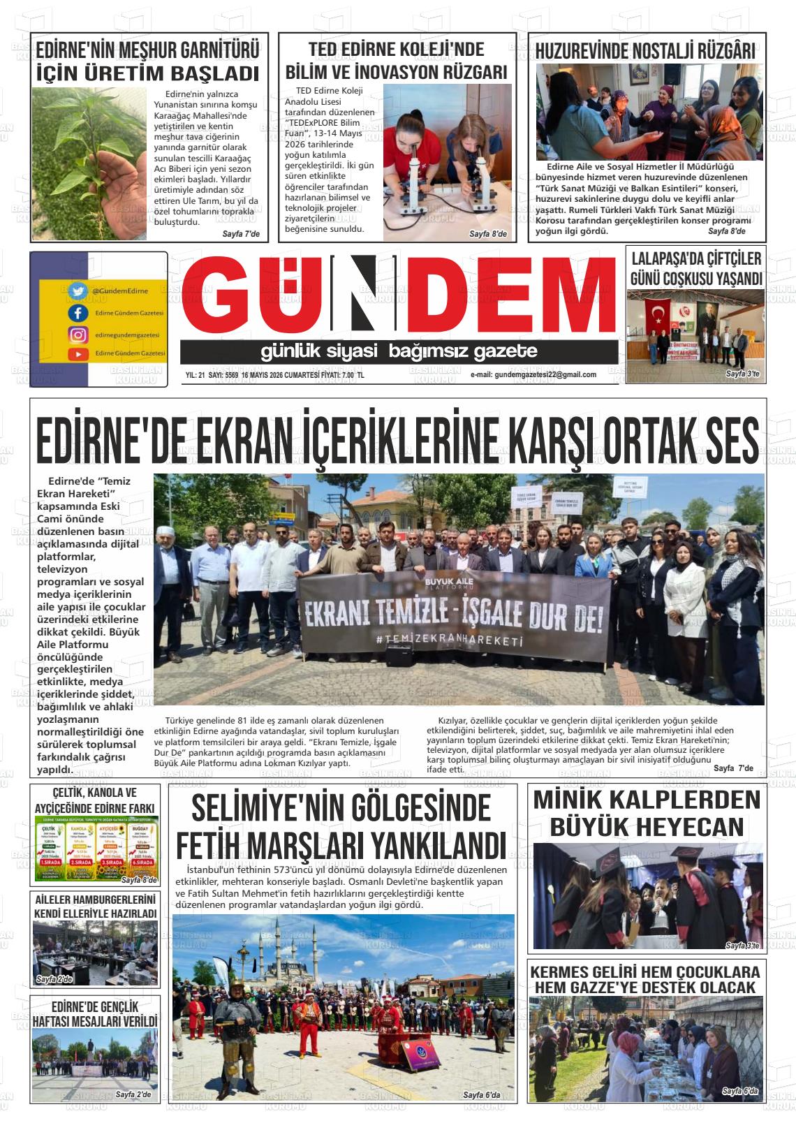 Edirne Gundem 16.05.2026