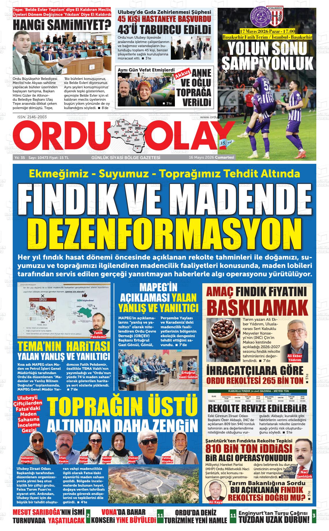 Ordu Olay 16.05.2026