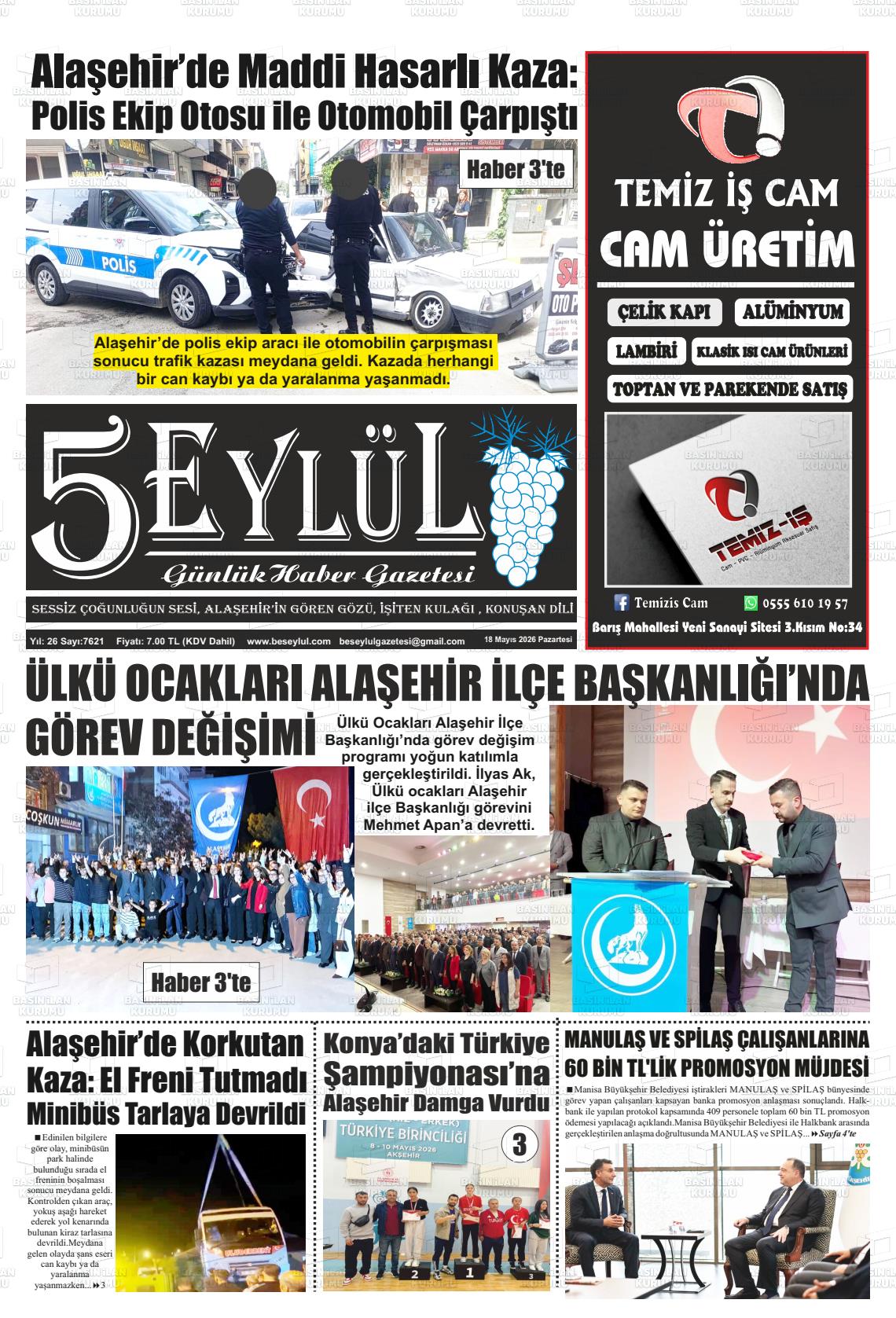 Manisa Alasehir 5 Eylul 18.05.2026