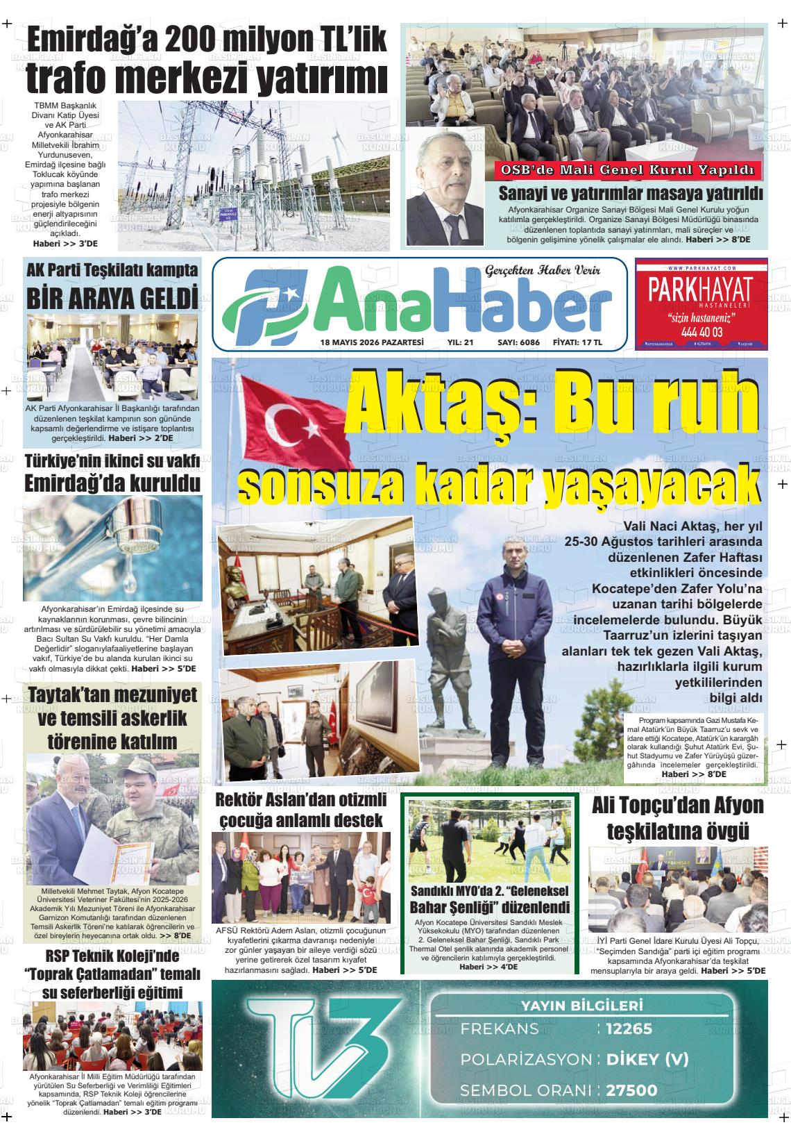 Afyonkarahisar Anahaber 18.05.2026