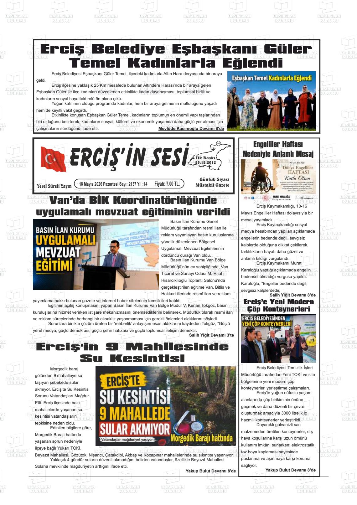 Van Ercisinsesi 18.05.2026