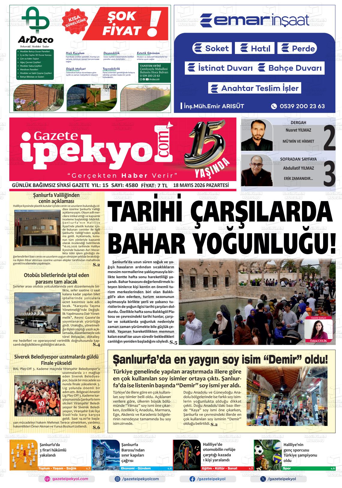 Sanliurfa Gazeteipekyol 18.05.2026