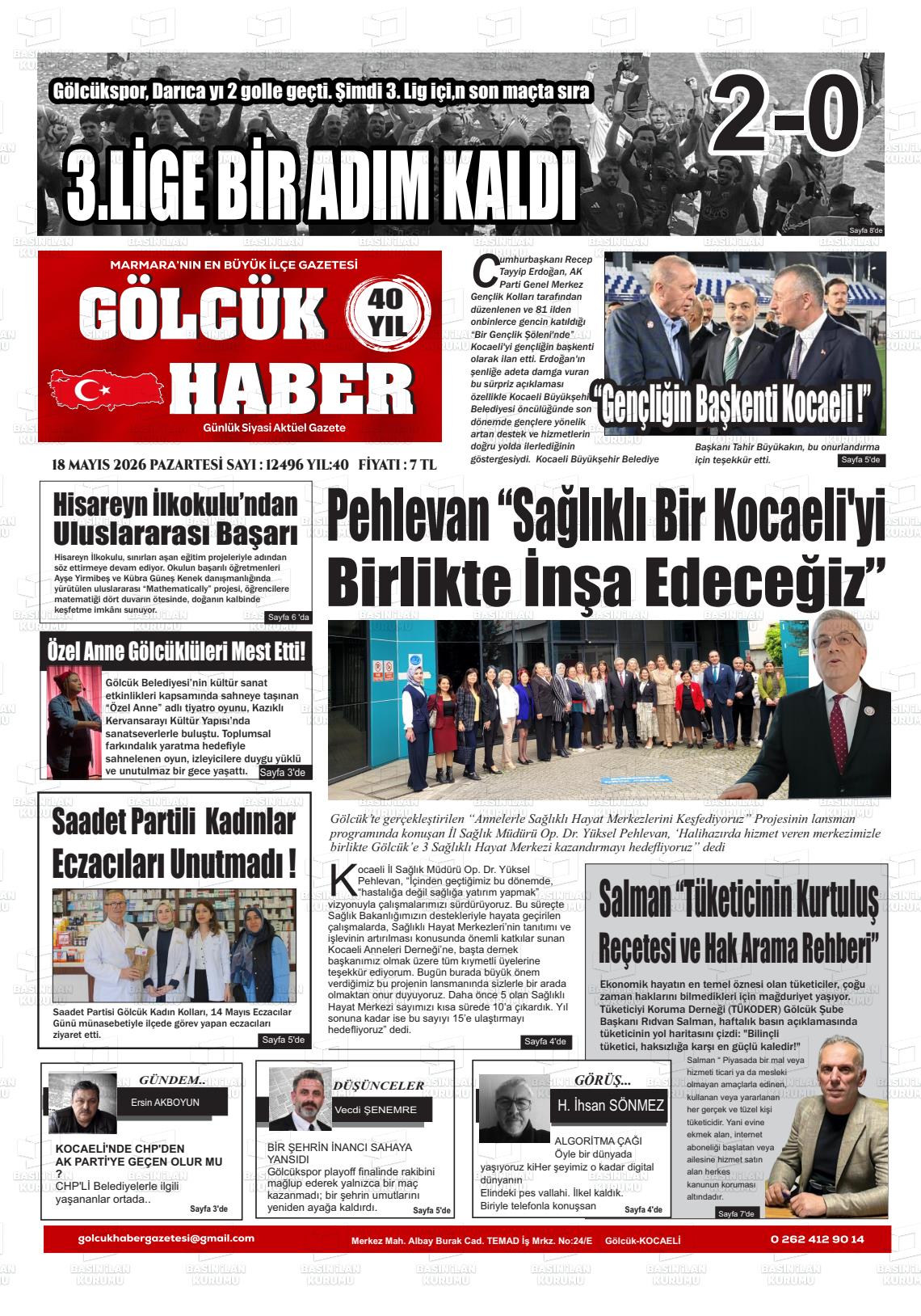 Kocaeli Golcukhaber 18.05.2026