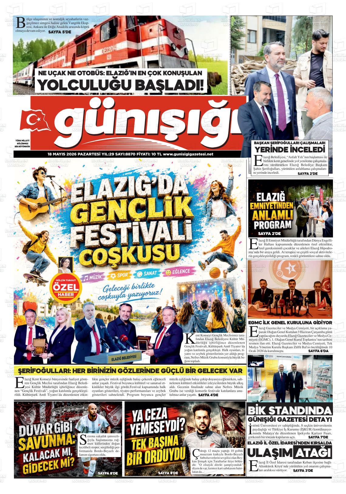 Elazig Gunisigi 18.05.2026