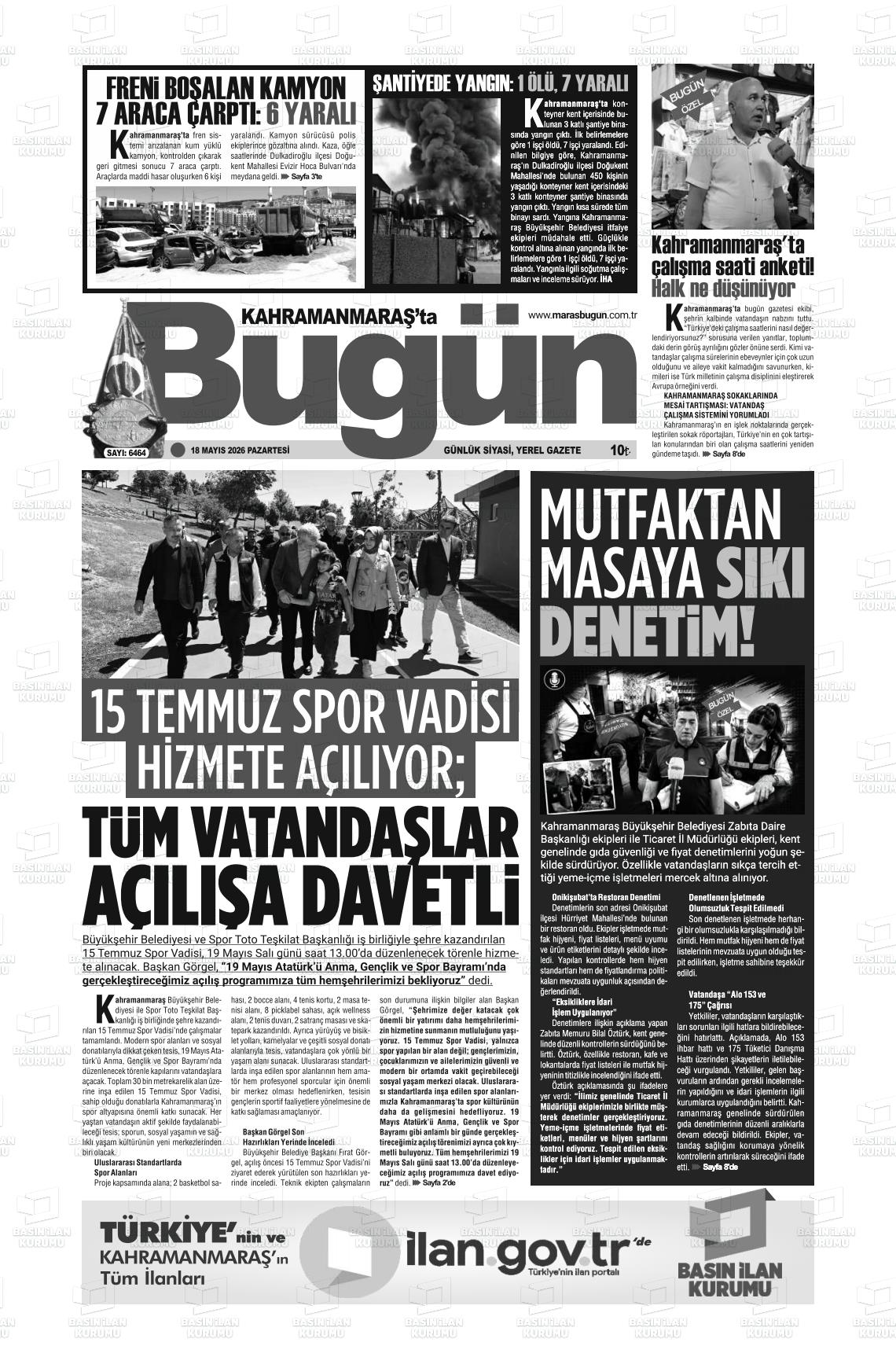 Kahramanmaras Tabugun 18.05.2026