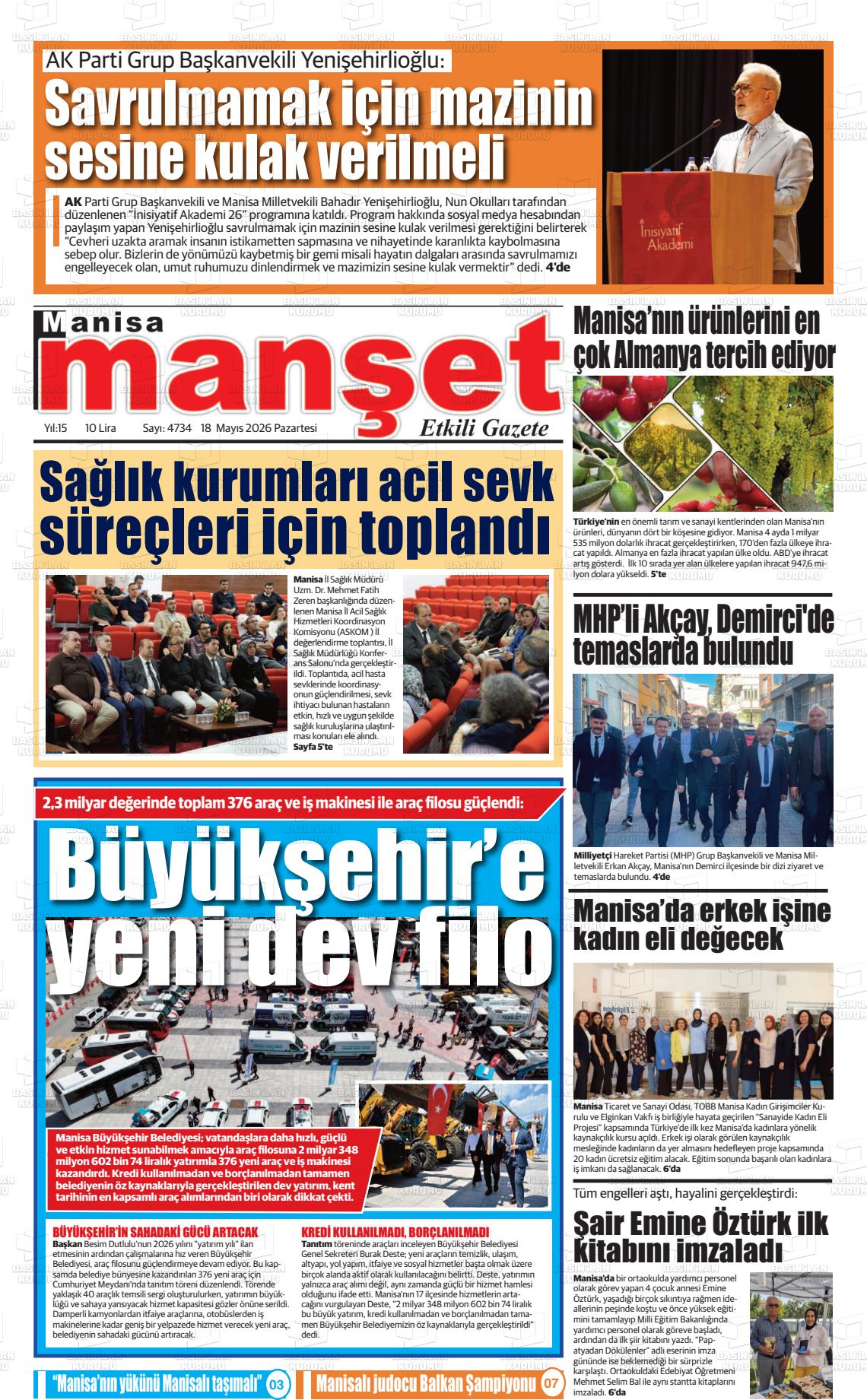 Manisa Manset 18.05.2026