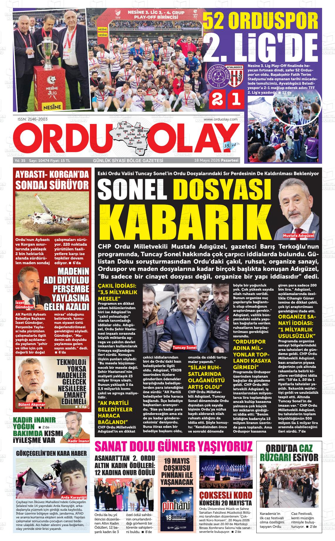 Ordu Olay 18.05.2026