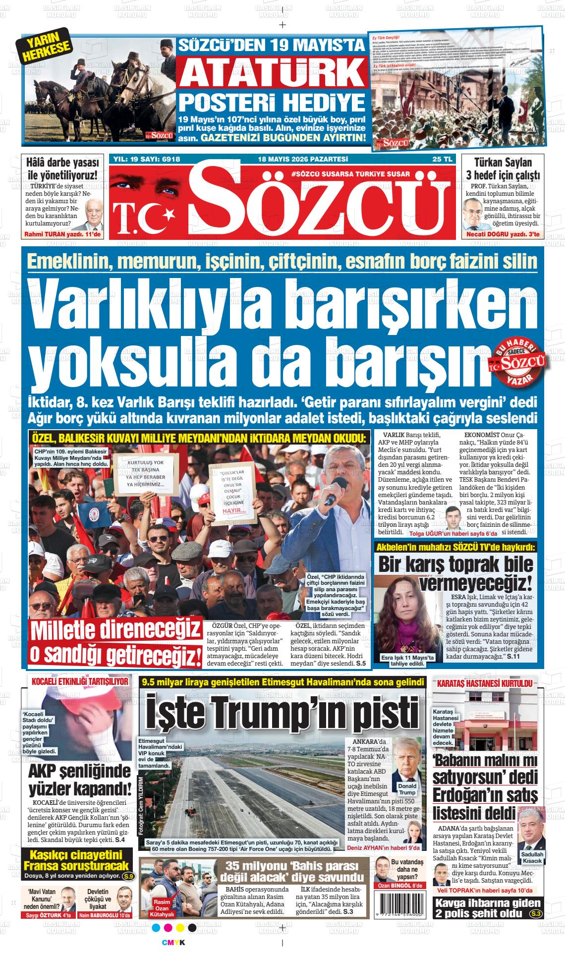 Sözcü Gazetesi 18.05.2026