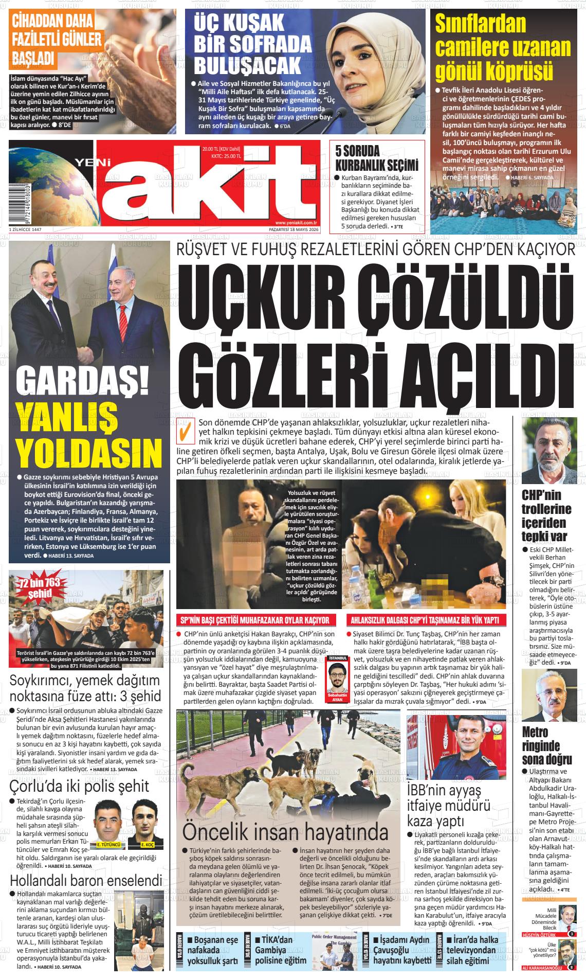 Yeni Akit Gazetesi 18.05.2026
