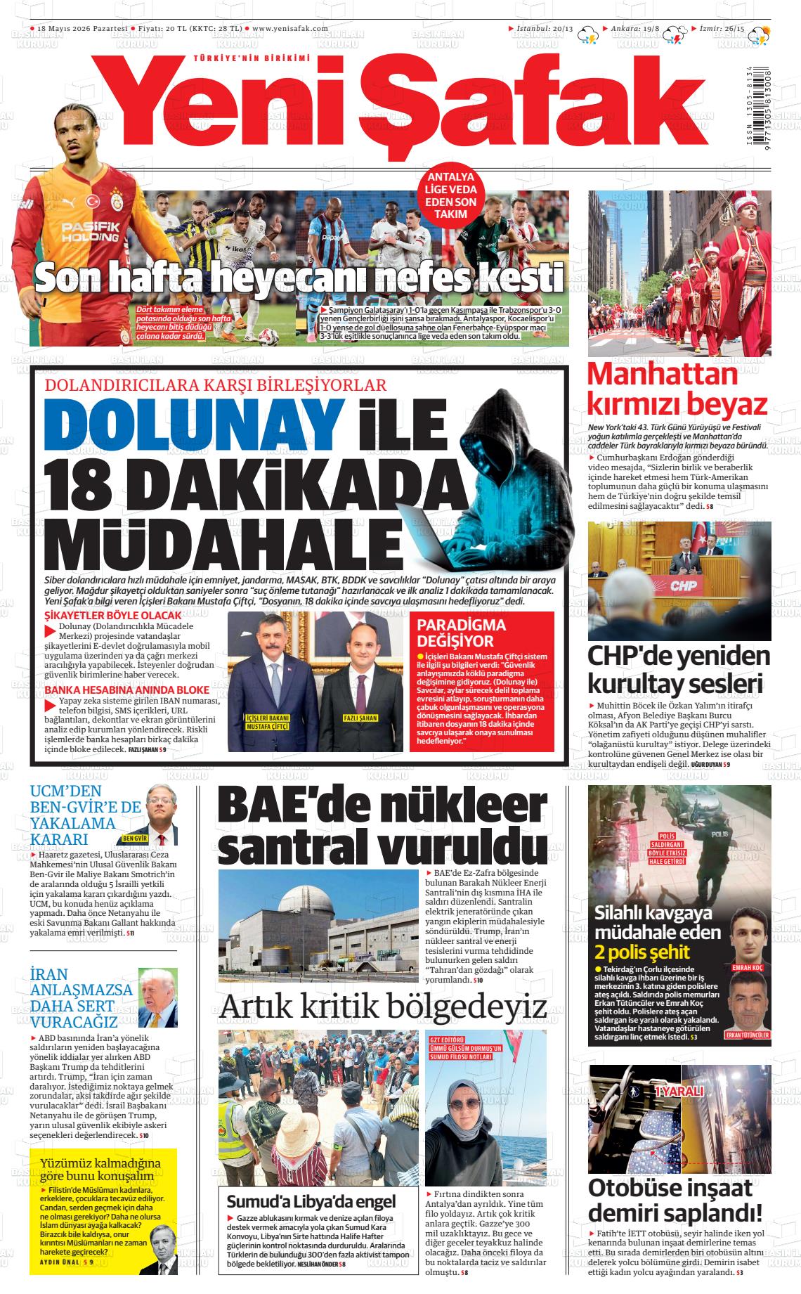 Yeni Şafak Gazetesi 18.05.2026