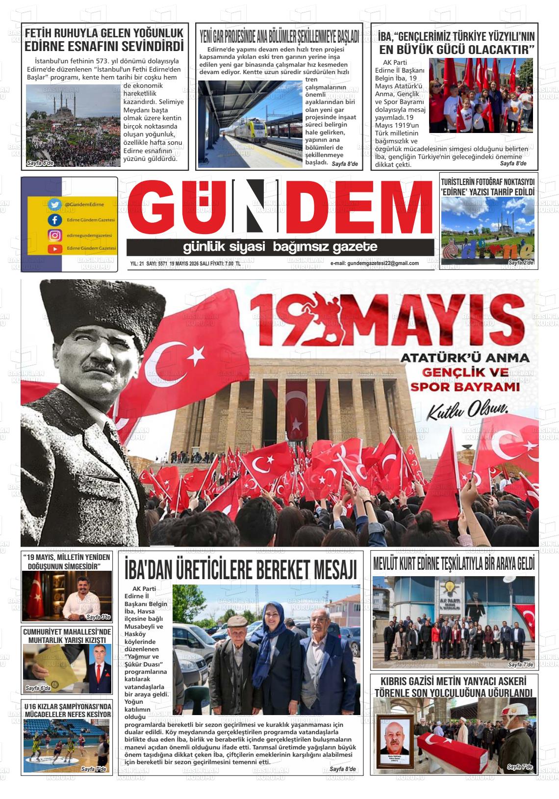 Edirne Gundem 19.05.2026