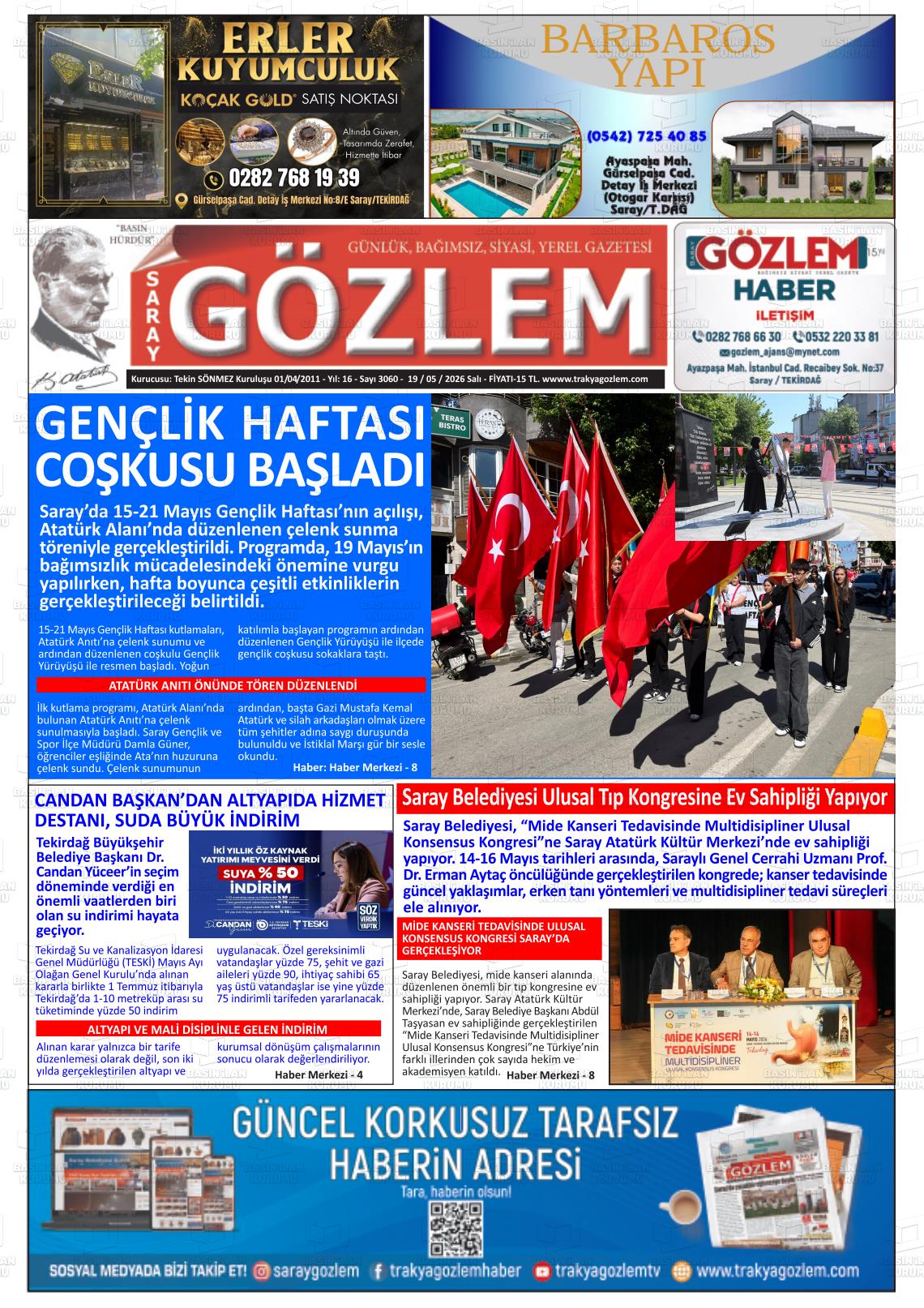 Tekirdag Saraygozlem 19.05.2026