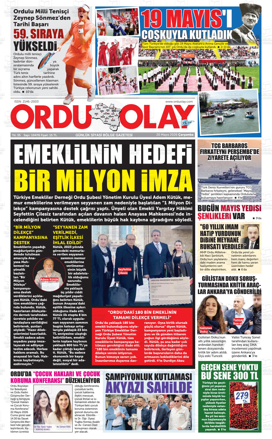 Ordu Olay 20.05.2026
