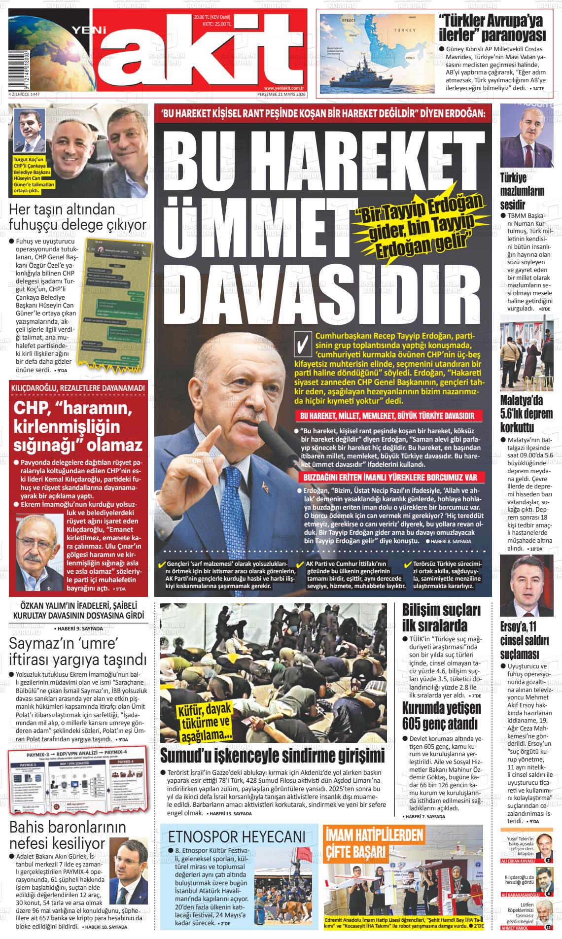 Yeni Akit Gazetesi 21.05.2026