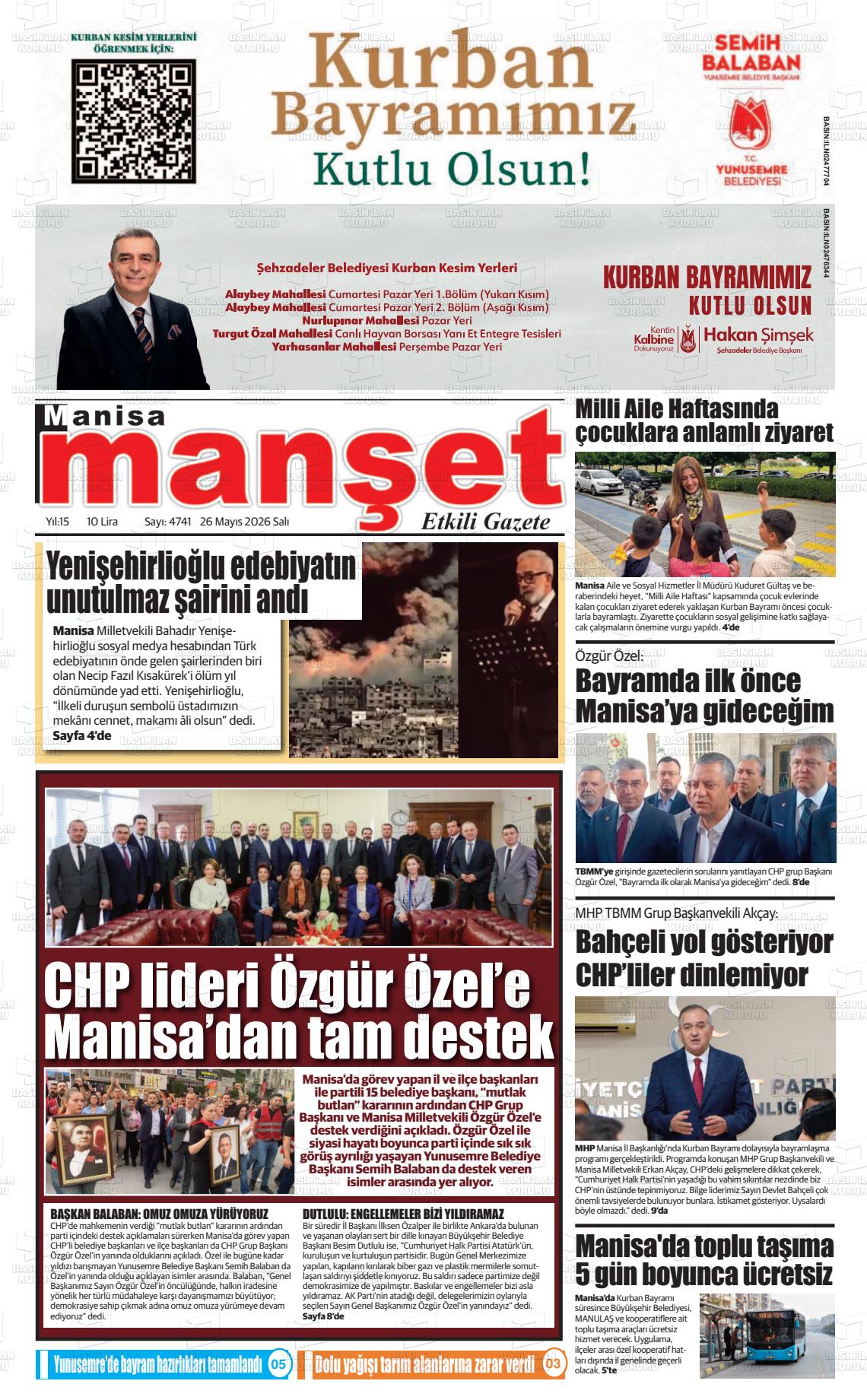 Manisa Manset 26.05.2026