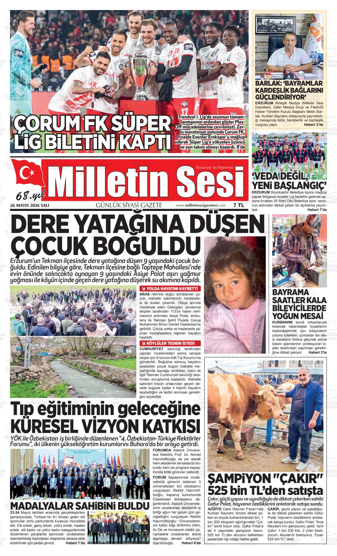 Erzurum Milletinsesi 26.05.2026