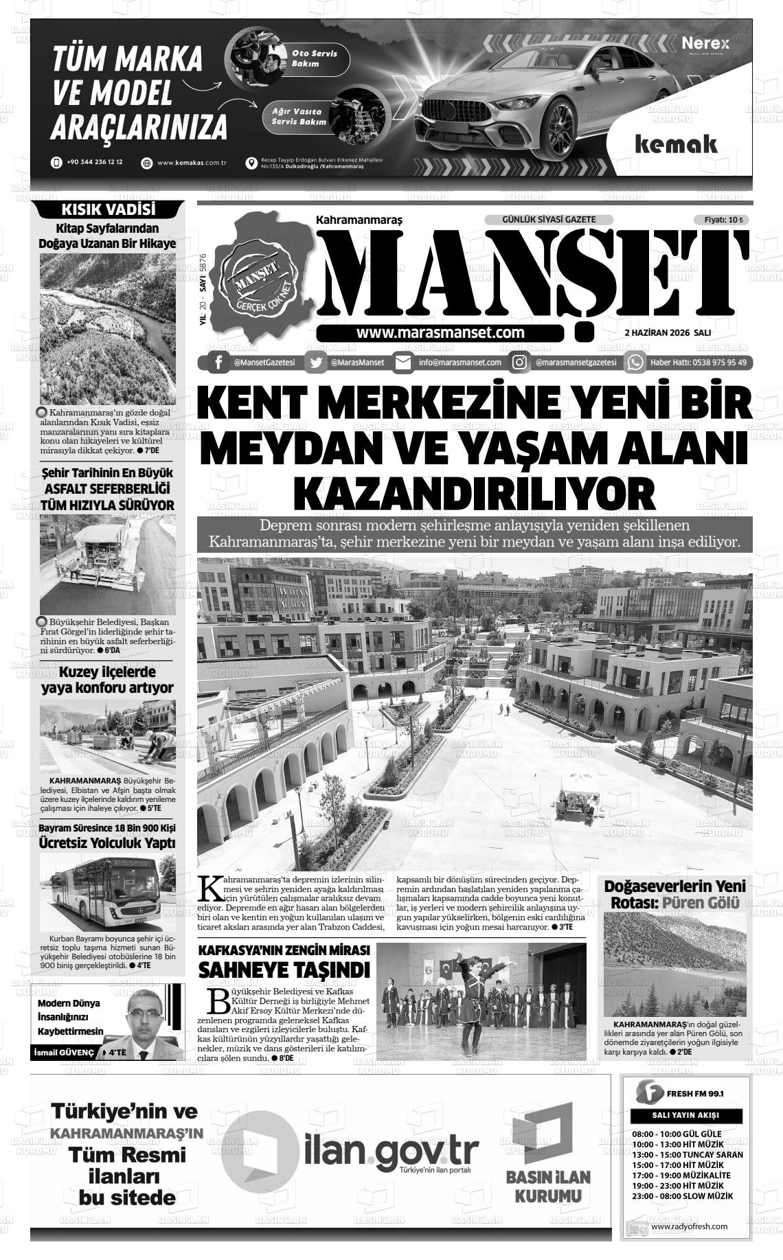 Kahramanmaras Manset 02.06.2026