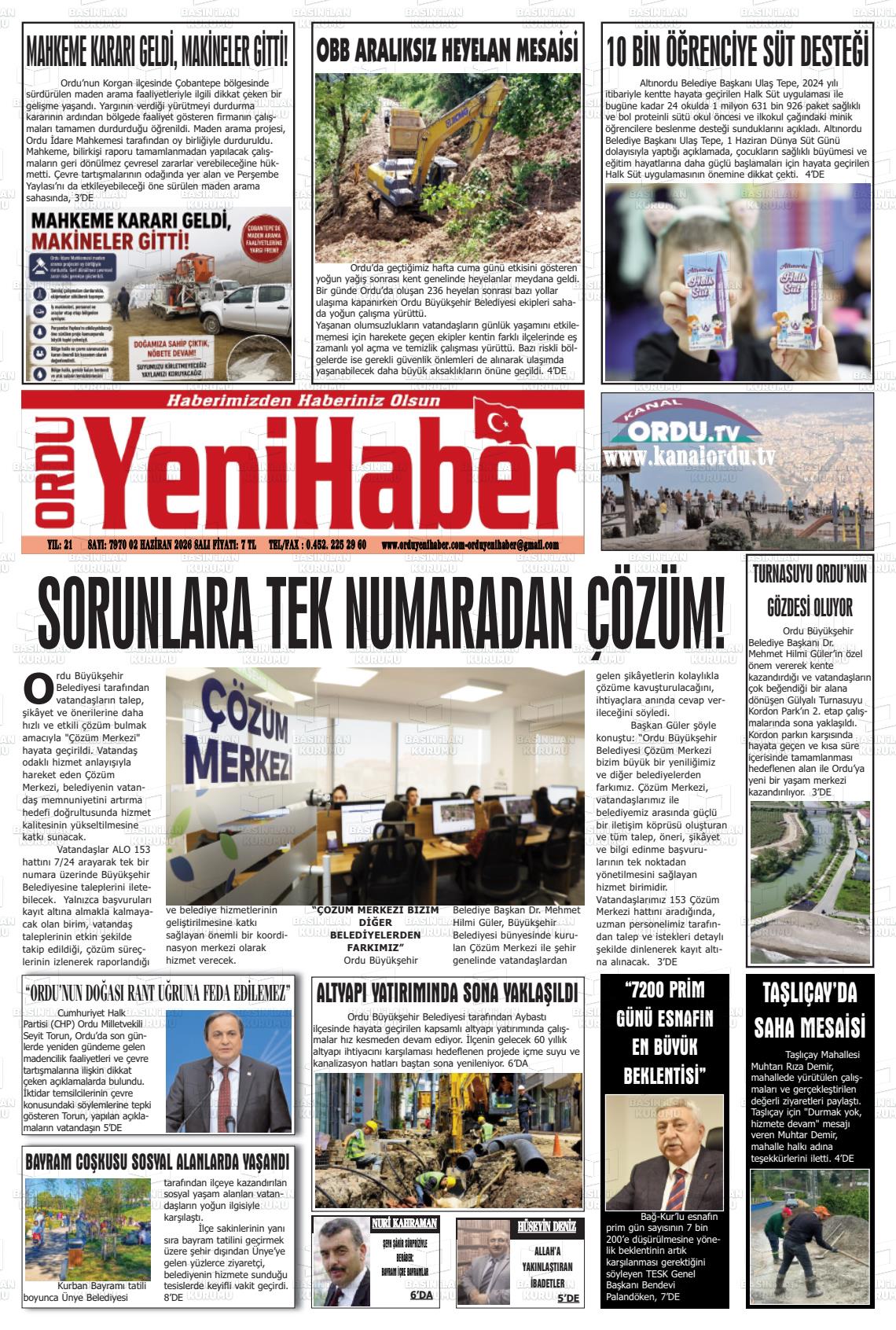 Ordu Yenihaber 02.06.2026