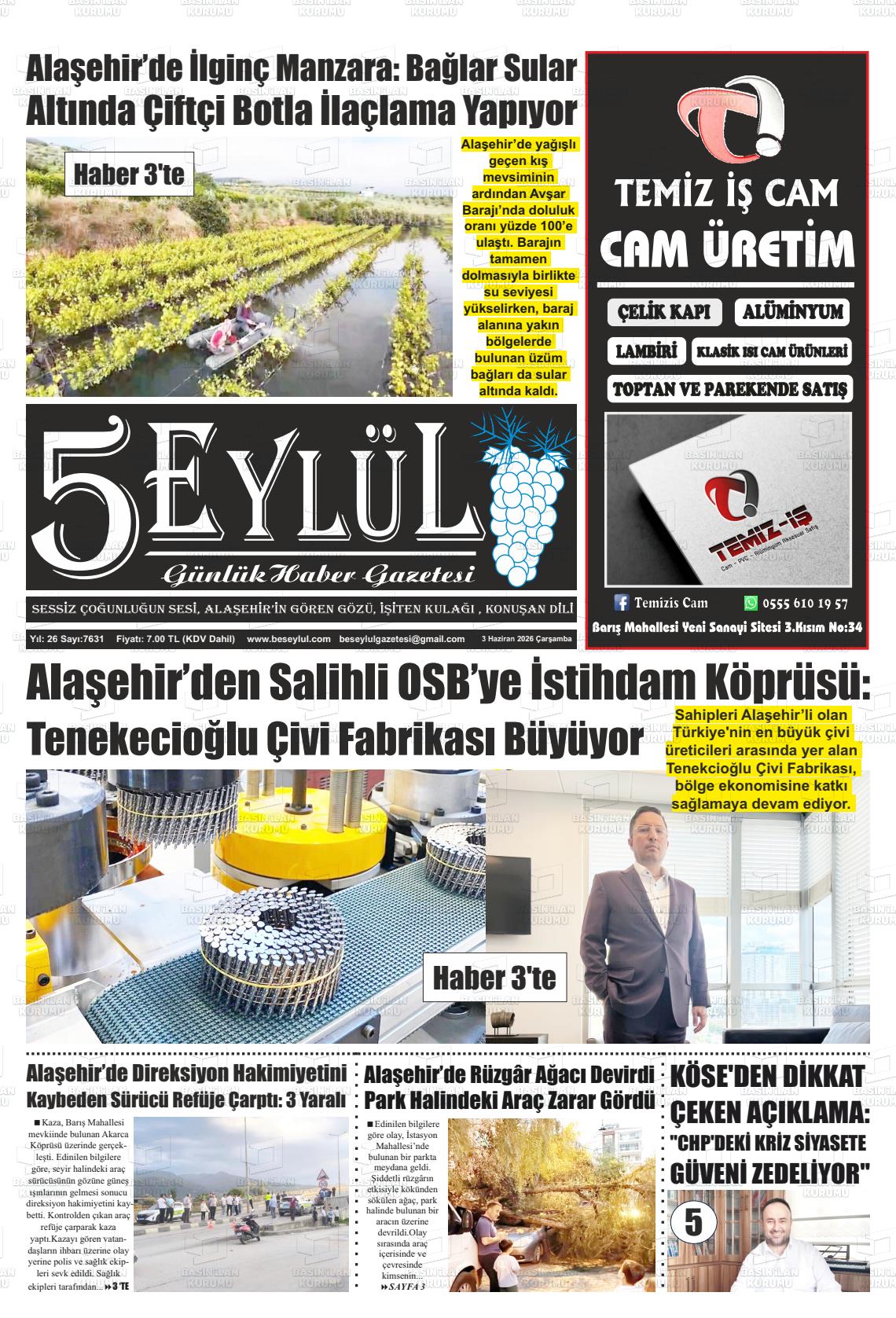 Manisa Alasehir 5 Eylul 03.06.2026