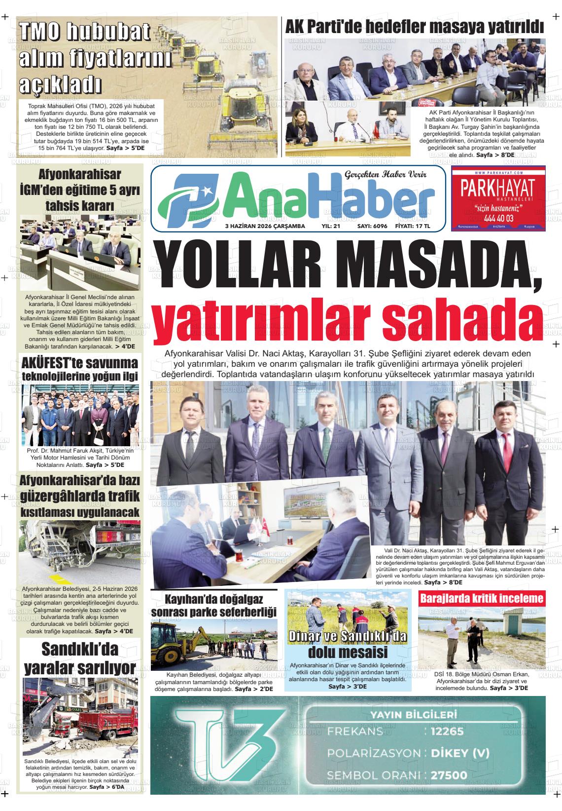 Afyonkarahisar Anahaber 03.06.2026